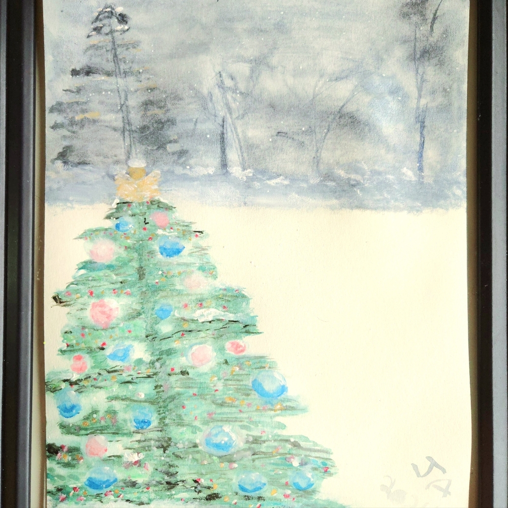 Christmas tree painting